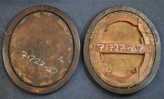 English School c.1800 Portraits of children ovals, 12.5 x 10.5in.